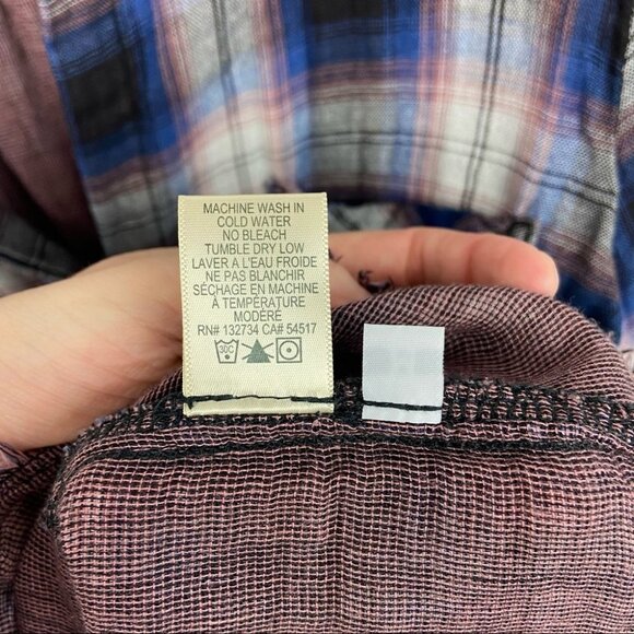 Anthropologie Cloth Stone Split Back Plaid Shirt Size Medium Flannel Bohemian M - Picture 8 of 13